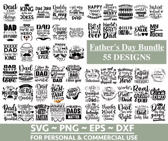55 MEGA Father's Day SVG Bundle, Dad SVG, Best Dad SVG, Whiskey Label, Daddy Svg