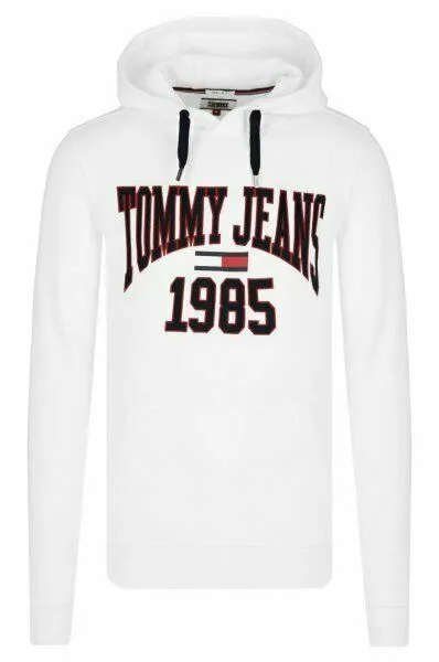 BNWOT Tommy Hilfiger 1985 Jeans Logo Print Hoodie White Sweatshirt Top Pullover