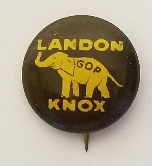 1936 Presidential Campaign Pinback Alfred Landon and Frank Knox Made Chicago