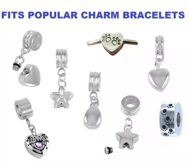 Cremation jewellery charm ashes urn bracelet bead keepsake pet cat dog memorial