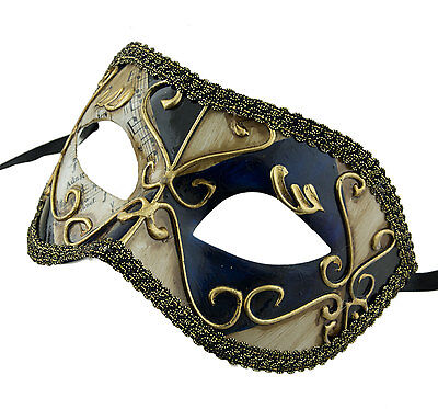 Mask from Venice Colombine Blue Black Golden Costume-Ball Masquerade - 1929 2