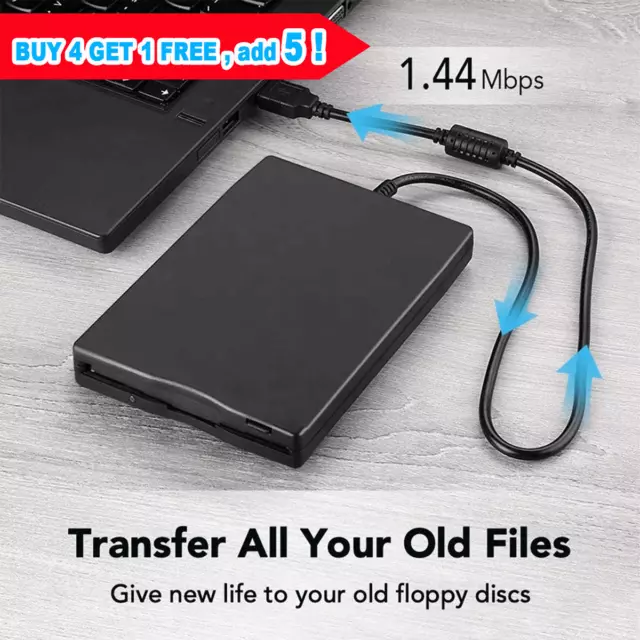 USB Floppy Disk Reader Drive 3.5" External Portable 1.44 MB FDD Diskette Drive