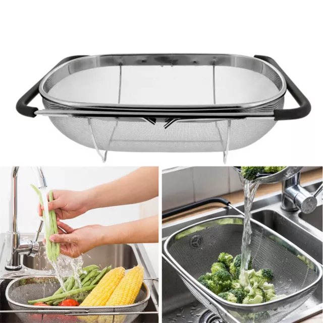 Stainless Steel Fine Mesh Strainer Colander Food Rice Vegetable Fruits Sieve AU