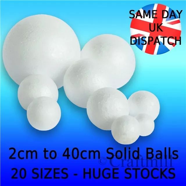 Solid Polystyrene Balls Craft Floral Cake Sweet Tree 20mm - 400mm Huge UK Stock