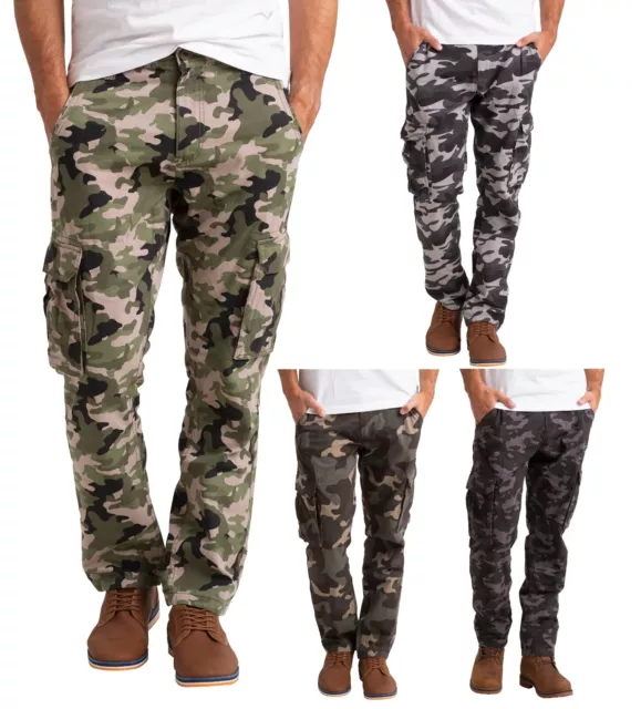 Pantalones de camuflaje para hombre Army Cargo Combat 100% algodón pierna recta ropa de trabajo