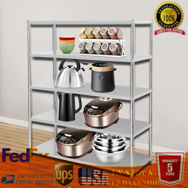 5 Shelf Heavy Duty Storage Kitchen Shelving Steel Organizer Rack Kit Adjustable