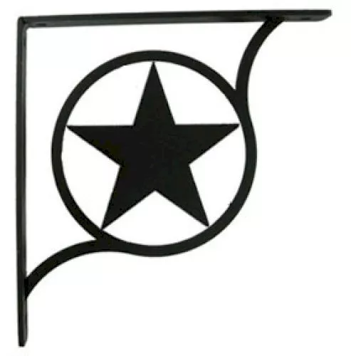 Wall Shelf Bracket Pair Of 2 Western Star Pattern Wrought Iron 7.25" L Crafting