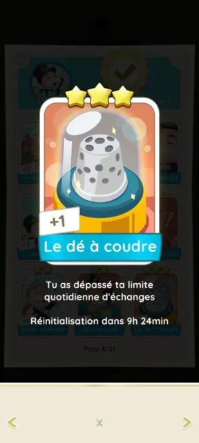 Carte Monopoly Go 3 ⭐️⭐️⭐️ Le De A Coudre