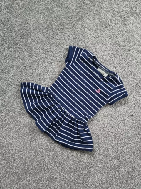 Baby Girls Jojo Maman Bebe Dress 6-12 Months Nautical Blue Stripes short u 2