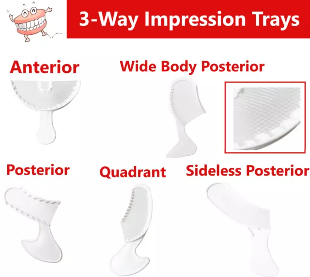 Dental Impression Bite Registration Triple Tray Mold Anterior Posterior Quadrant