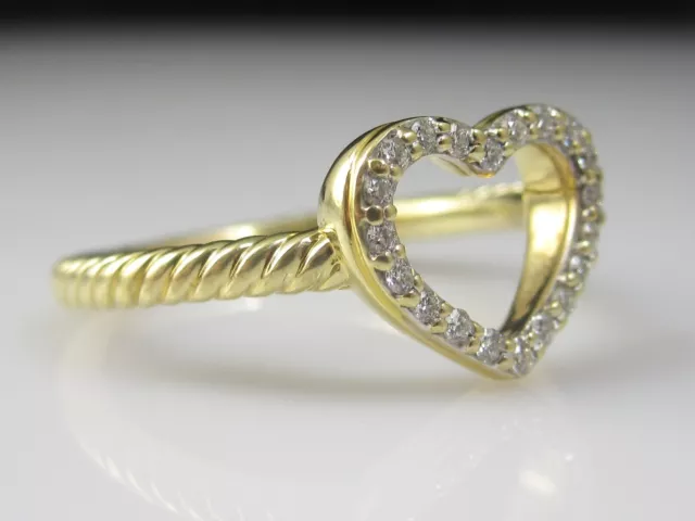 David Yurman Ring 750 Diamond Cable Open Heart Collectibles 18K Yellow Size 7.5 2