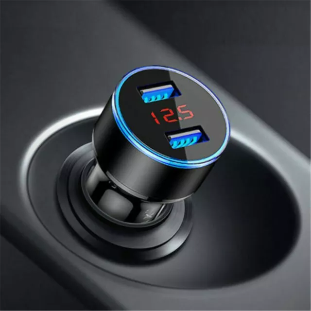 Dual Ports 3.1A USB Car Cigarette Charger Lighter Digital LED Voltmeter 12V/24V