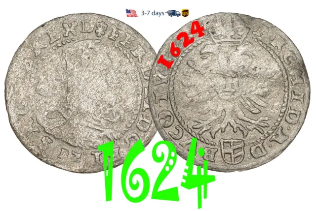 Austria 1 Kreuzer 1624 Ferdinand II, Silver Coin #30787