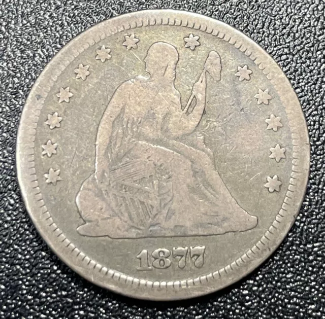 1877-S Seated Liberty Quarter Choice Fine Nice Original Surfaces