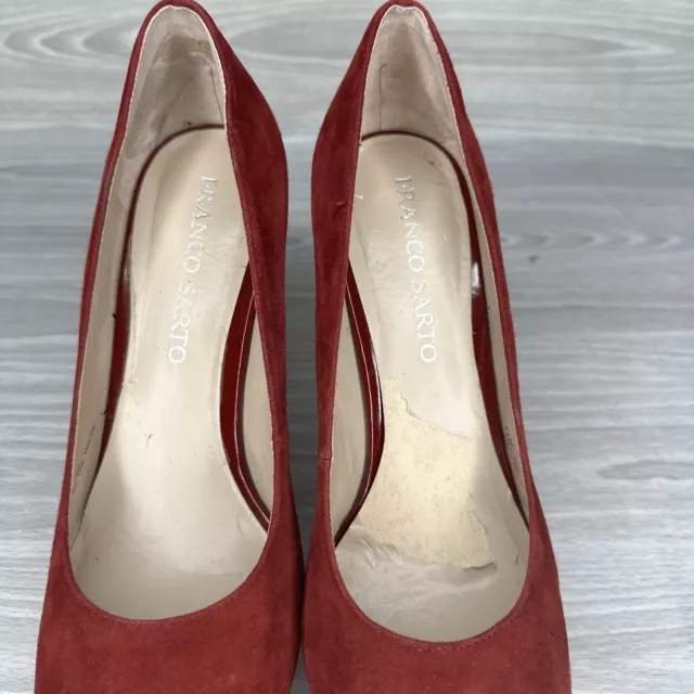 FRANCO SARTO Baroque Shoes Womens Size 7.5M Rust Leather Suede Platform Heels 3