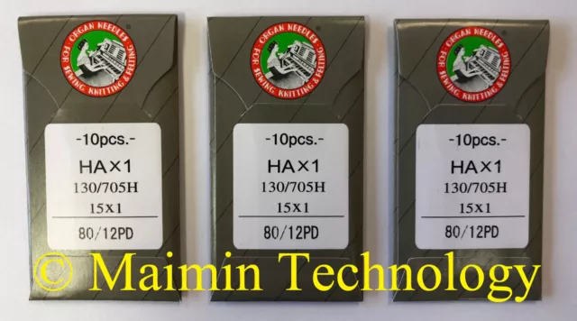 30 Agujas De Máquina De Bordar Para El Hogar Organ Titanio 80/12 Afiladas 15X1 Pd