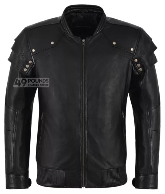 Mens Real Leather Jacket Black 100% Lambskin Inspired By Witch Hunter Movie 9280