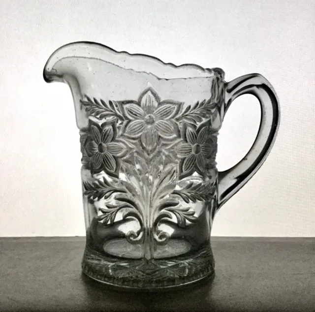 EAPG Antique Indiana Glass No. 162 Clear Creamer Cream  Pitcher NARCISSUS SPRAY