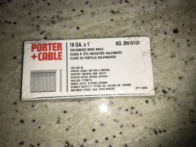 Cable Porter 18 uñas galvanizadas Brad X 1 pulgada #BN18100 cantidad de 5000