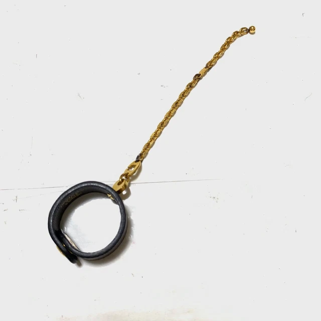 Auth HERMES - Dark Brown Leather Hardware None Accessory