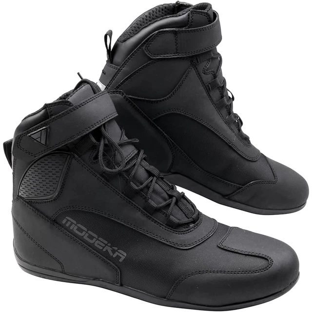 Chaussures Moto Modeka Lane - Cuir Vachette Vintage - Protection Chevilles Et Coque - Semelle Antidérapante - Style Casual Rétro - Lacets Supplémentaires Inclus