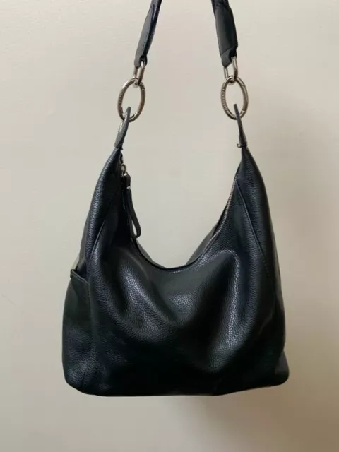 Longchamp leather shoulder bag, black new