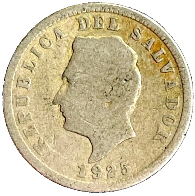 1925 El Salvador Coin 5 Centavos KM# 129 Central America EXACT SHOWN FREE SHIP