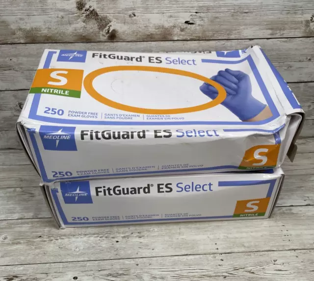 2 *DENTED* Boxes MEDLINE FITGUARD ES Select NITRILE Exam Gloves Size SMALL 500ct