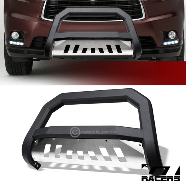 For 2014-2019 Toyota Highlander Matte Blk/SS Skid AVT Edge Bull Bar Grille Guard