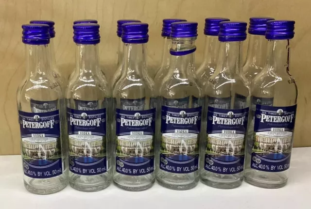 12 Empty Mini Bottles 50ml Vodka Glass bottles