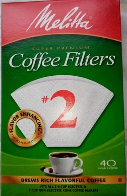 w4o dine Melitta S-Premium #2 Cone Filter Paper White 40 ct. 055437622707