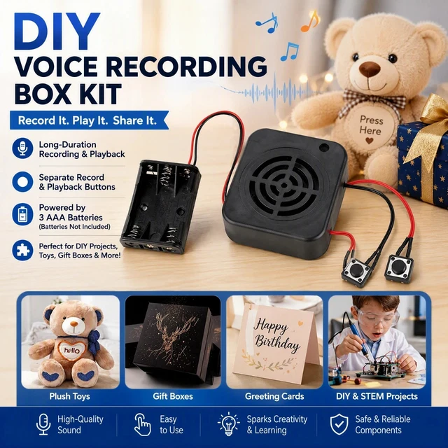 Compact Sound Recorder Module VOICE RECORDING BOX Compact DIY Voice Sound Recorder For Crafts Premium ...