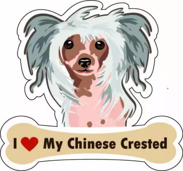 Dog Bone Magnet I Love My Chinese Crested Car Sign Puppy USA Made Buy2Get3rdFree