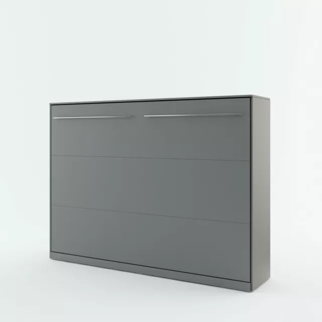 HORIZONTAL HIDDEN FOLD Away Pull Out Murphy Wall Bed Storage in Grey