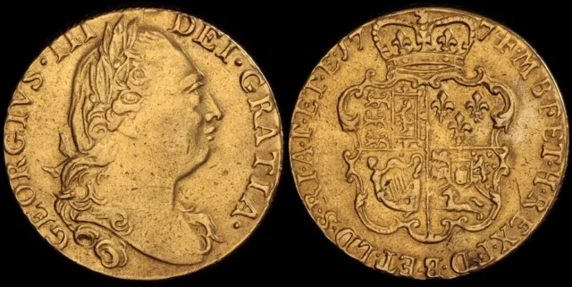 GREAT BRITAIN 1774 George III gold Shield Guinea 4th head. S-3728.