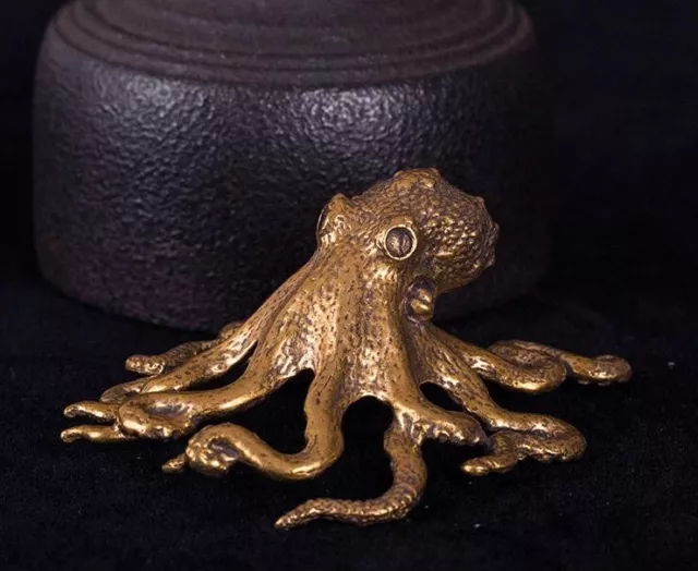 RARE CHINESE ART old Brass Hot toys Octopus Statue figure pet antique  Ornament $16.98 - PicClick AU