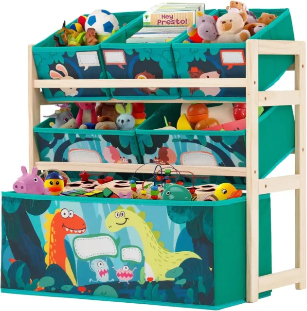 Organizador de almacenamiento de juguetes para niños de 3 niveles estante de almacenamiento de madera para niños con 6 desmontables
