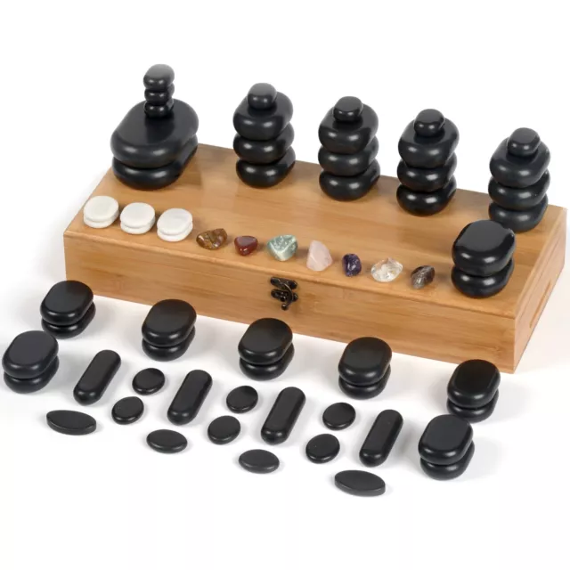 Habys Hot Stone Massagestein-Set 64-teilig, aus Basalt, mit Box