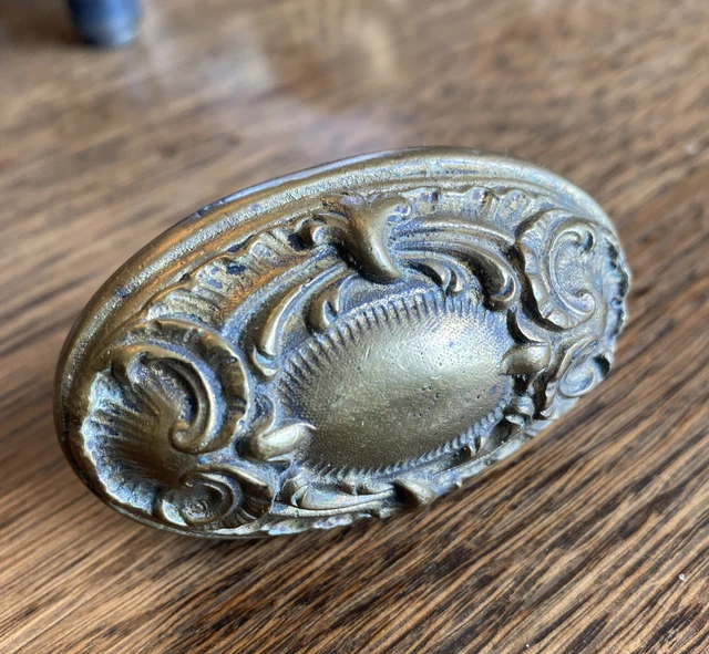 Antique Yale & Towne Louis XV Brass Door Knob C.1910 Oval French Patterns