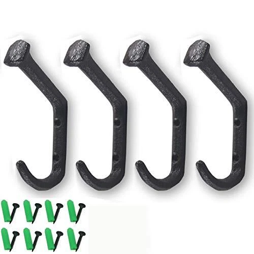 Tinsow Wall Mount Coat Hanger Hooks Rustic Farmhouse Cast Iron Towel Hanger 4