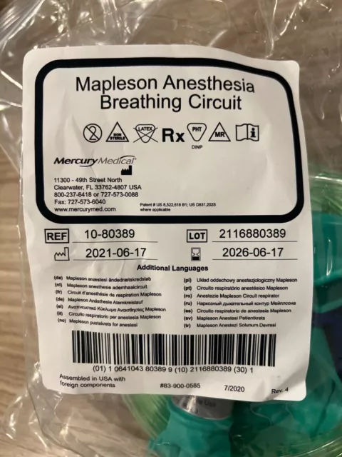 NEW Mapleson Anesthesia Breathing Circuit
