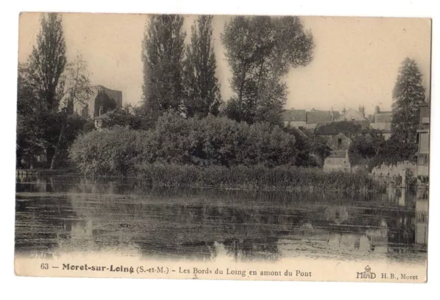 CPA Carte Postale Ancienne MORET-SUR-LOING (77) Bords du Loing, Circulée en 1923