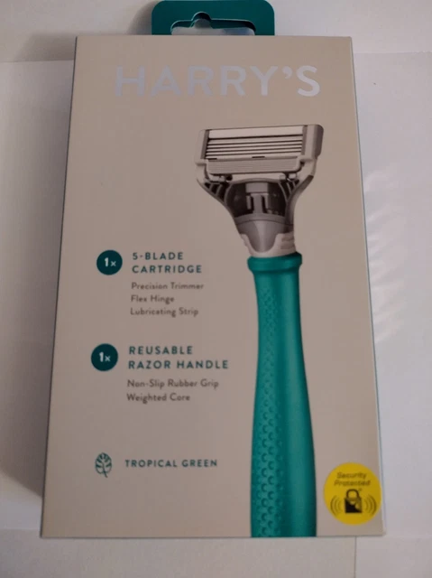 Harry's Razor Tropical Green Reusable Handle plus 1 Blade Cartridge New & Sealed