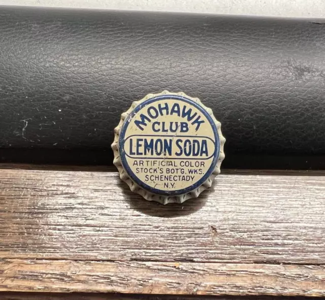 Unused Mohawk Club Lemon Soda Pop Cork Bottle Cap Stock's Schenectady Ny