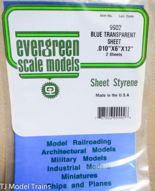 Evergreen Styrene #9902 (2 Sheets Pack) .010" x 6" x 12" (Blue Transparent)