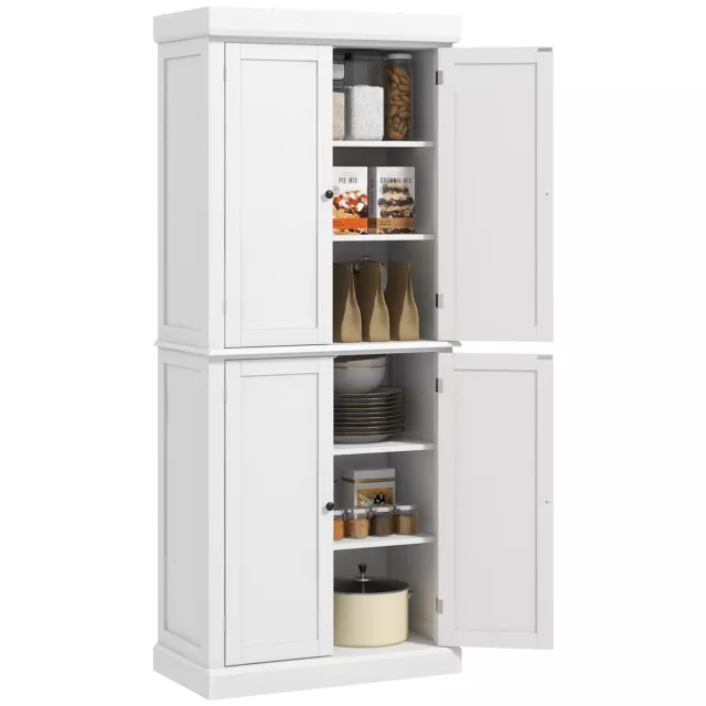 HOMCOM Modern Kitchen Storage Cabinet, 6-Tier Shelves W/ 4 Adjustable, White