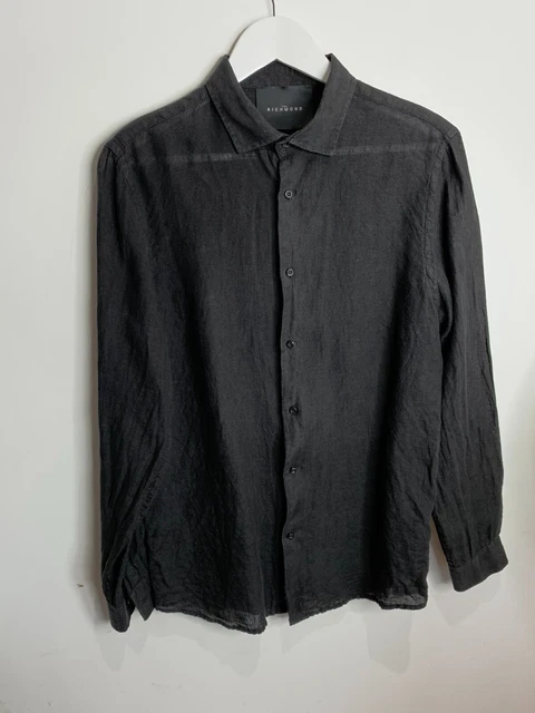 Camicia John Richmond 100% lino SVGC nera smart casual summer classic