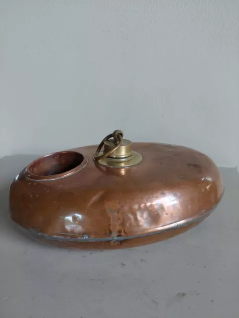 Antique Bed Warmer Copper Hot Water Bottle Foot Warmer With Brass Handle