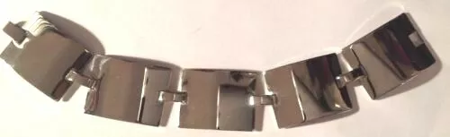 bracelet rétro large couleur argent poli brillant maillons rectangle 4303