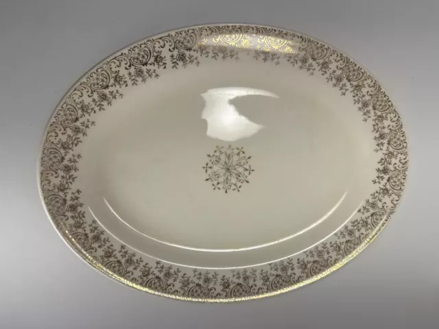 EDWIN KNOWLES 11" Oval Platter Cream with 22K Gold Filigree